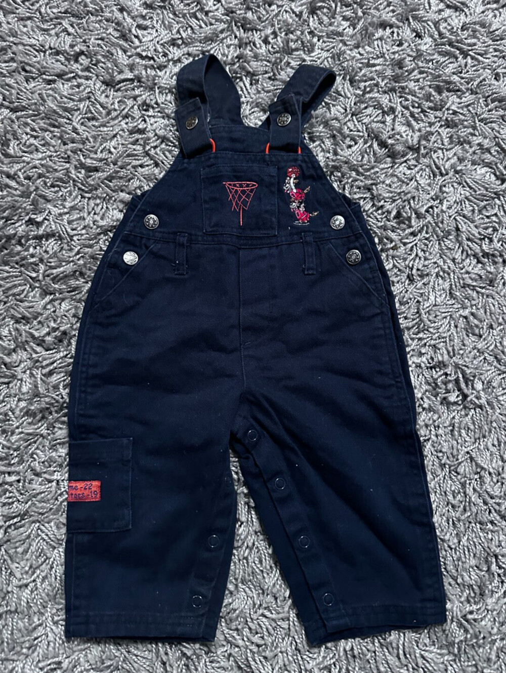 Vintage Sesame Street Navy Blue Overalls basketball Theme Size 12M